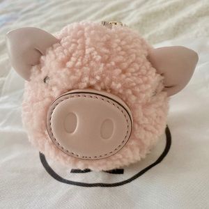 Tory Burch Shearling Pig Pom Key Fob